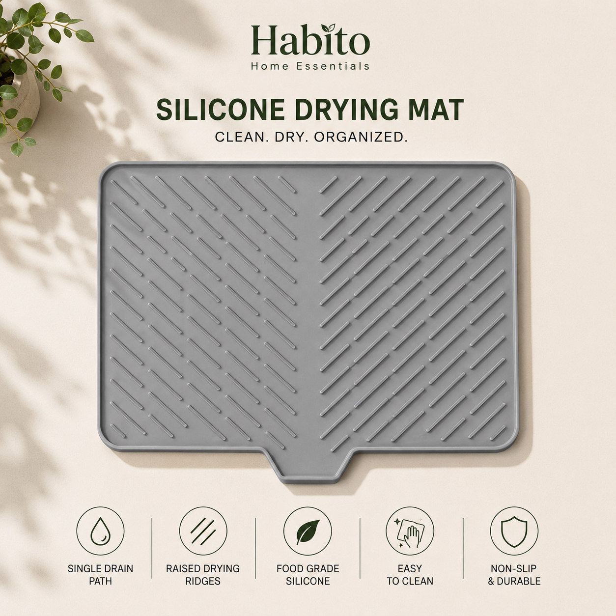 Habito Self-Draining Silicone Drying Mat