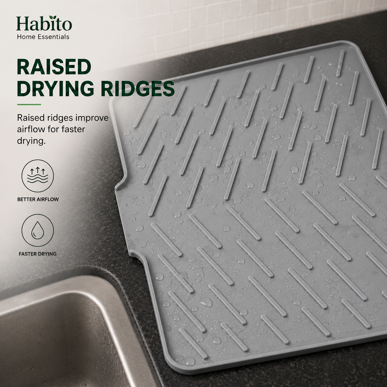 Habito Self-Draining Silicone Drying Mat