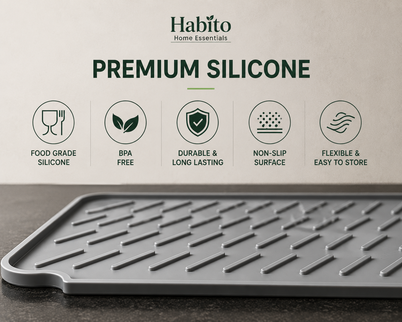 Habito Self-Draining Silicone Drying Mat