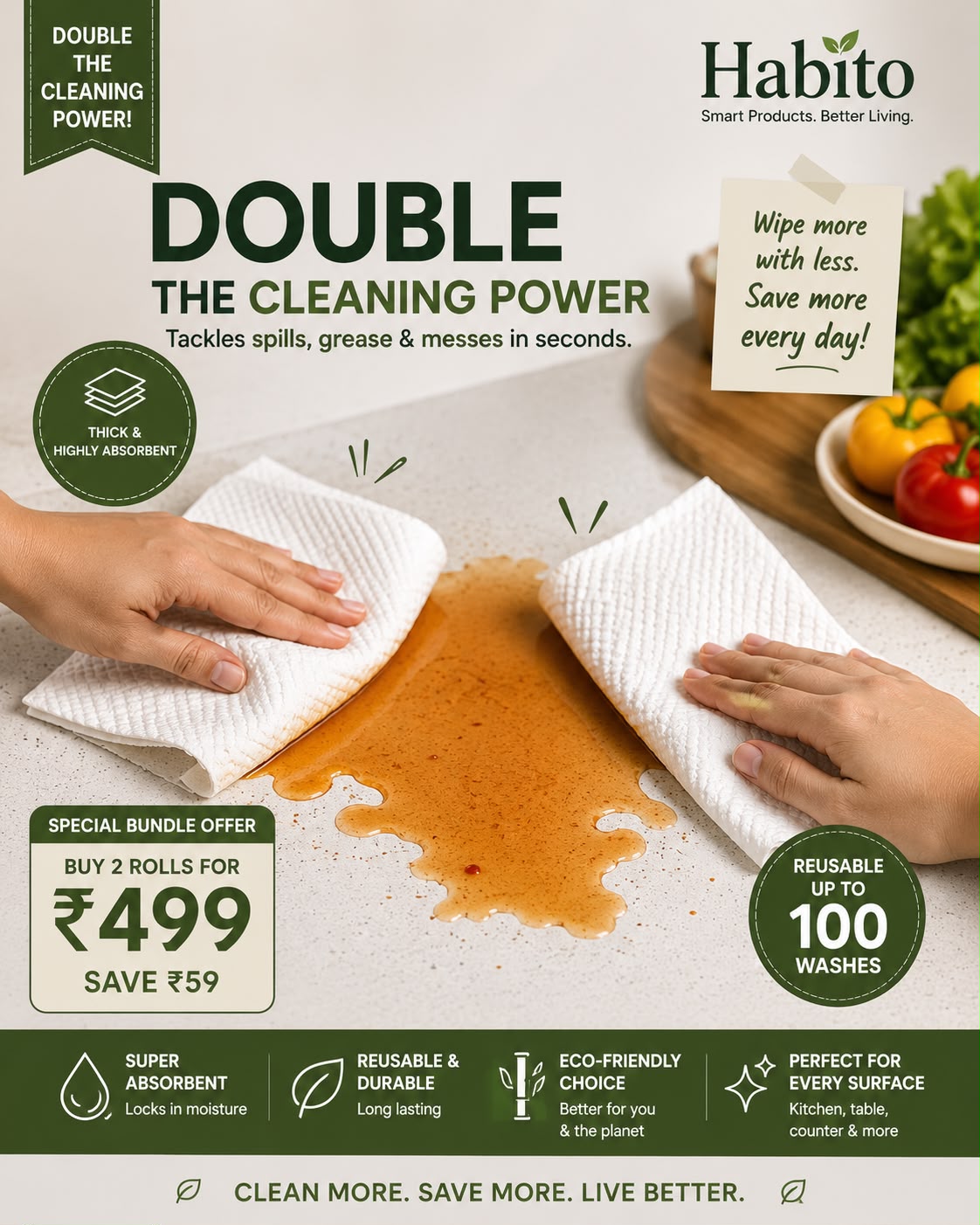 Buy 2 Bamboo Kitchen Towels & Save 59 Rupees